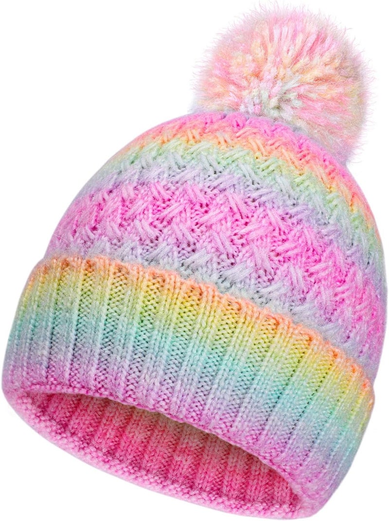Peninpha Winter Hat for Kids Children, Girls Beanie with Pom Pom, Girls Accessories Knit Beanies Cap Age 7-12 - Image 1